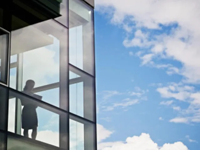 Modern enterprise campus building under a bright sky