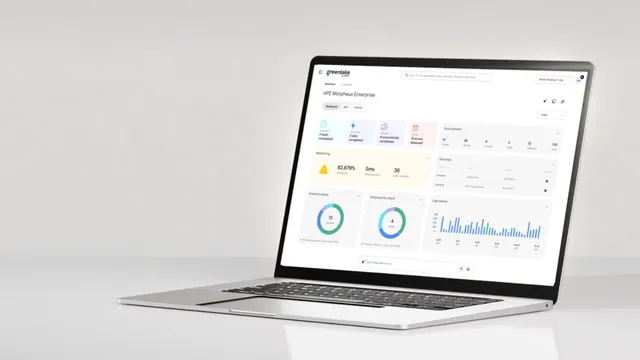 HPE GreenLake console dashboard on a laptop