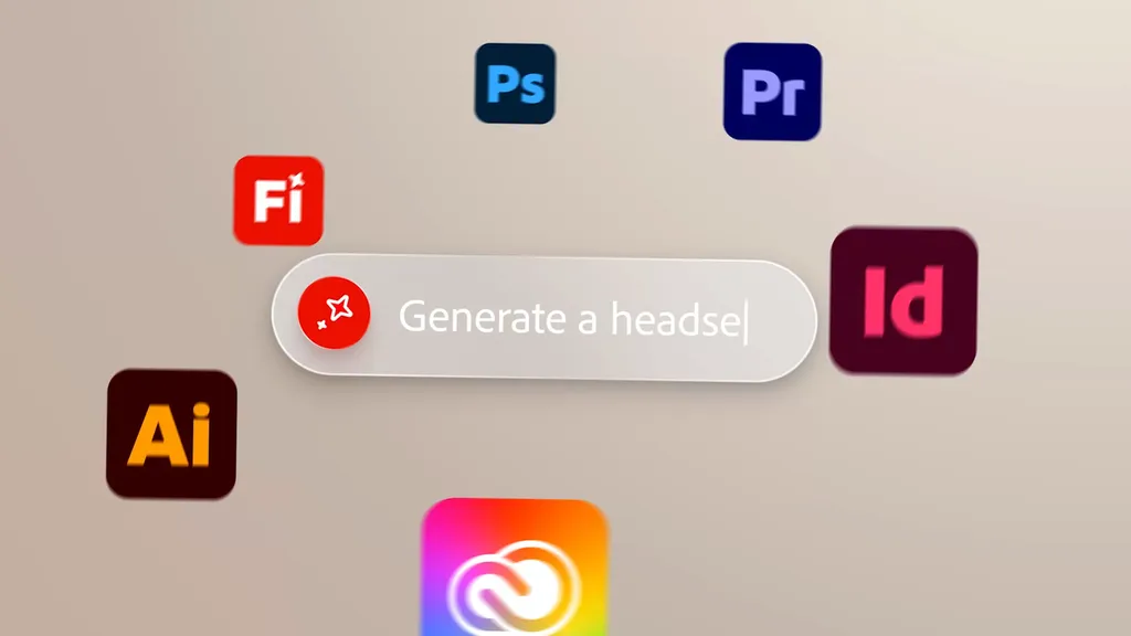 Adobe app icons with Firefly generative AI prompt bar