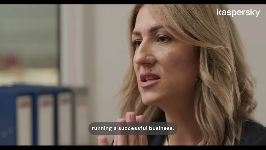 Business leader discussing Kaspersky cybersecurity protection