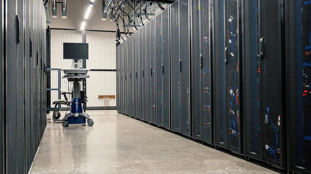 Data centre aisle lined with enterprise server racks