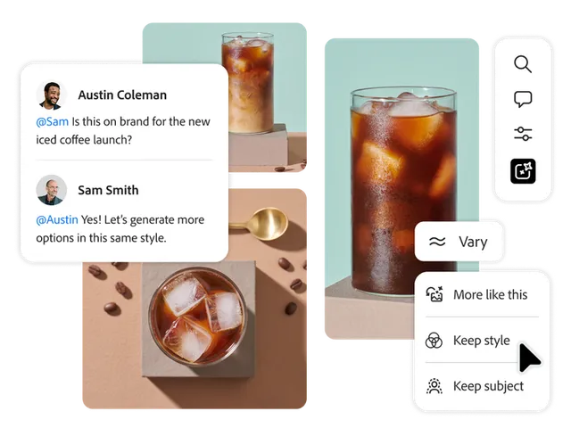 Adobe Firefly Boards collaboration with generated coffee imagery